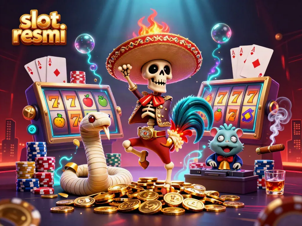 Experience high-energy slot resmi gameplay with vibrant characters amid golden casino riches.