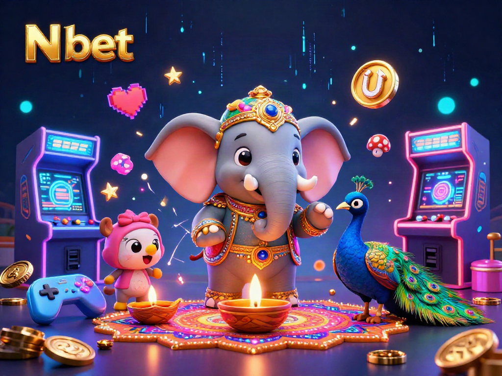 N bet promotes vibrant Keno gameplay in a lively digital casino scene with charming characters and dynamic visuals.