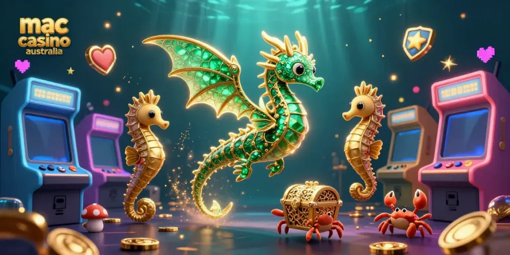 Experience thrilling gameplay at mac casino australia with a captivating sea dragon and treasures.