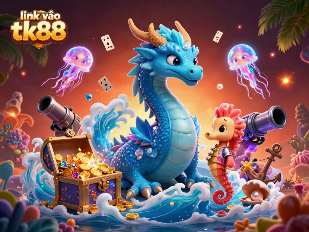 Experience the thrill of link vào tk88 with vibrant underwater characters and gaming elements.