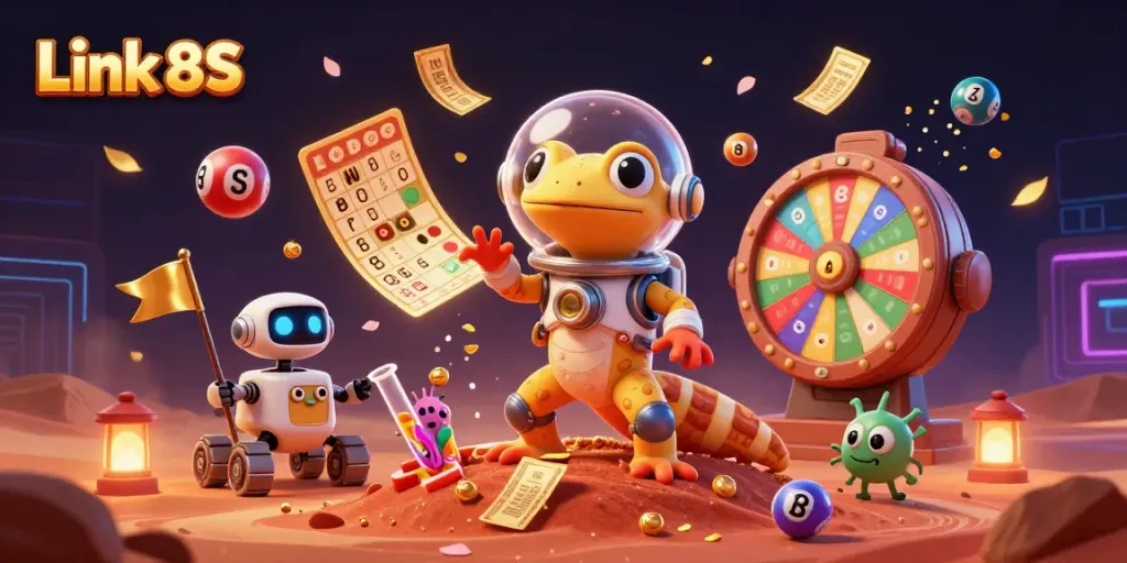 Engage in thrilling games at Link 8S with colorful lottery balls and golden prizes.