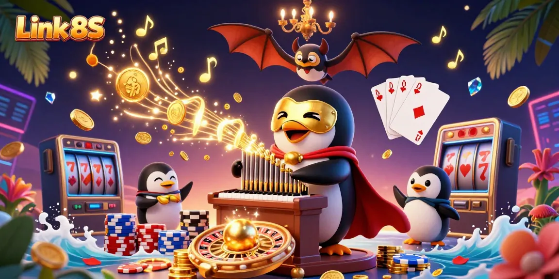 Engage in exciting gameplay with Link 8S, showcasing a dynamic casino scene with characters and elements.